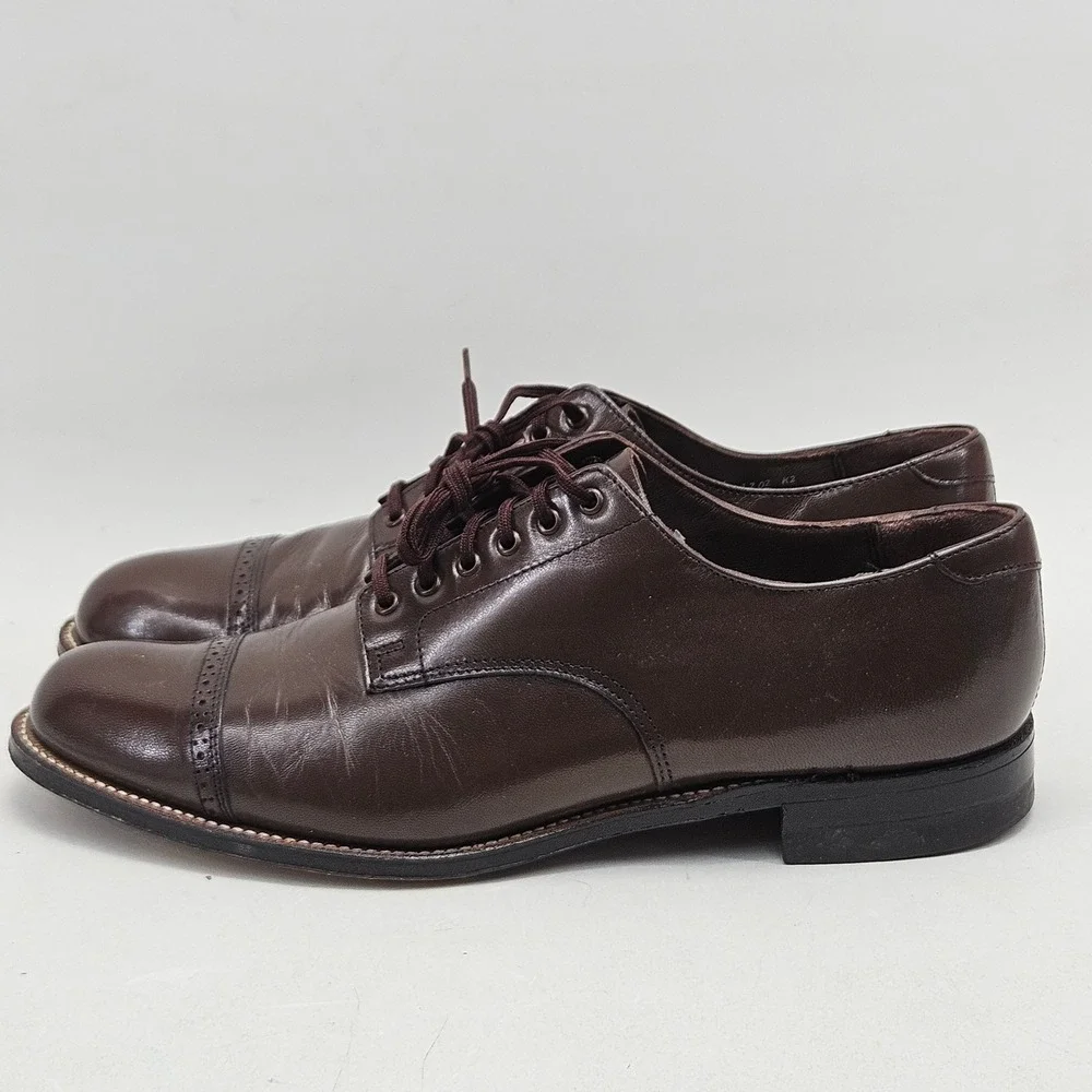 Johnston & Murphy Mens 9.5 D Brown Leather Cap Toe Oxford Dress Shoes 453305